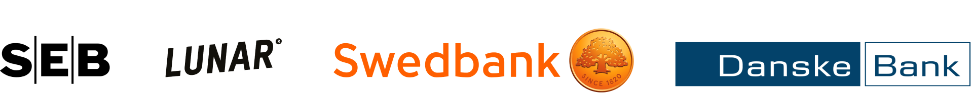 SEB, Lunar, Swedbank och Danske Bank