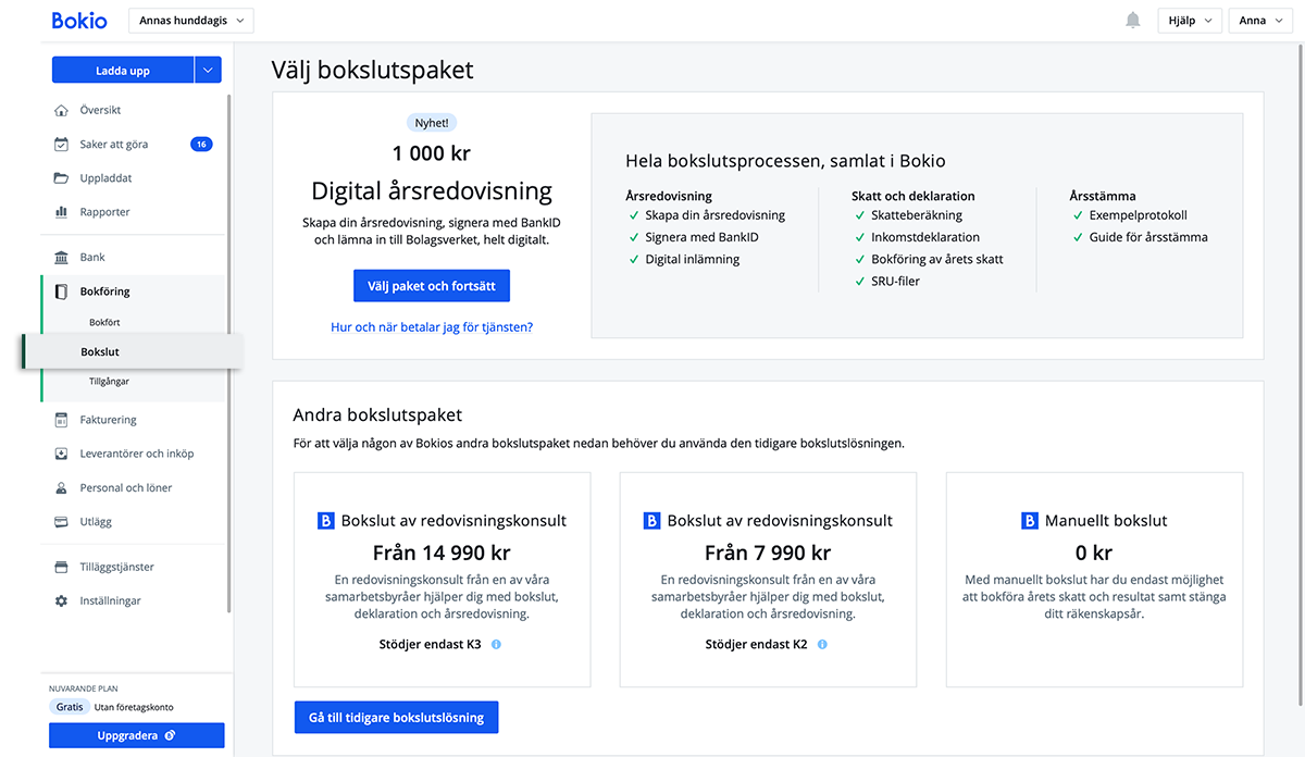 Digital årsredovisning Bokio