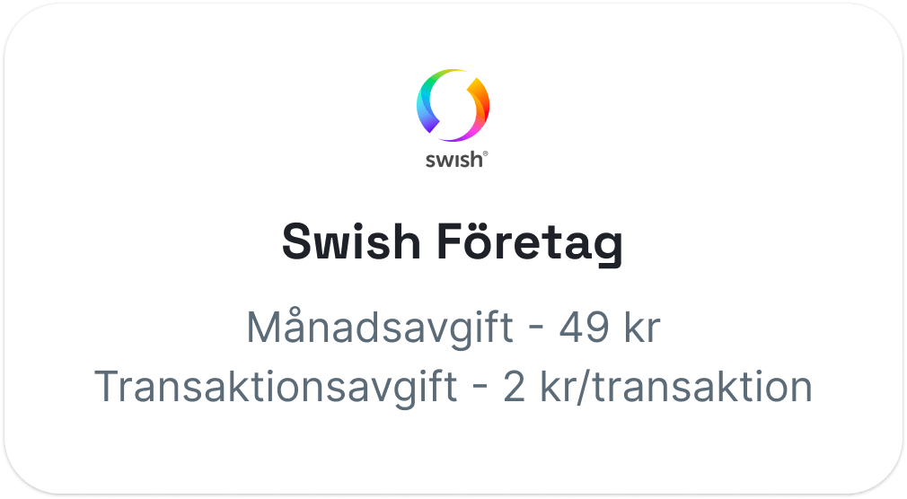 Swish Företag Månadsavgift 49kr Transaktionsavgift 2 kr/transaktion