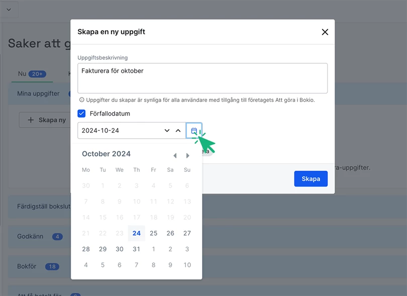 Du kan också välja att sätta ett förfallodatum