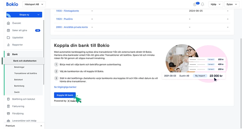 Koppla till bank