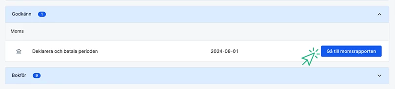 Gå till momsrapporten från att göra sidan